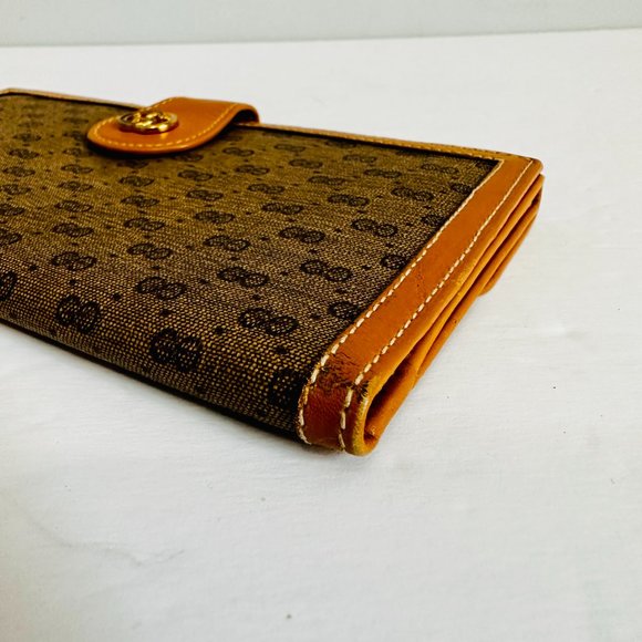 AUTH GUCCI MICRO GG LEATHER AND CANVAS LONG WALLET MADE IN ITALY 035.922.0294 - Picture 9 of 15